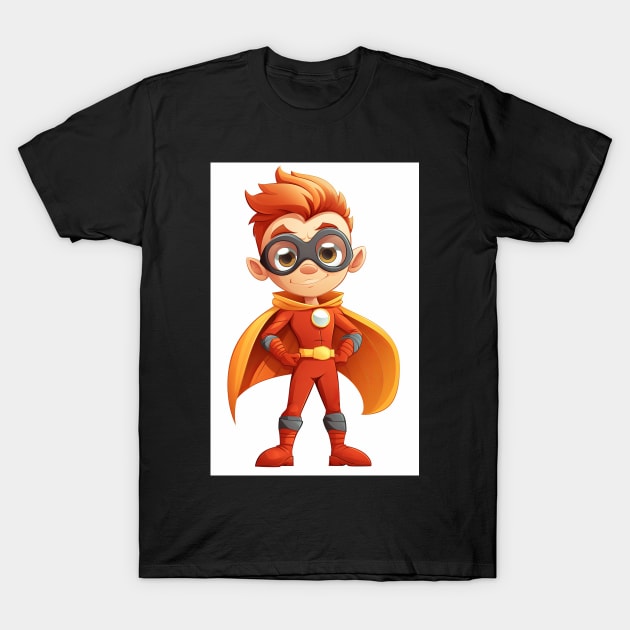 Superhero in Disguise: Boy with Glasses in Red Costume T-Shirt by simonrudd